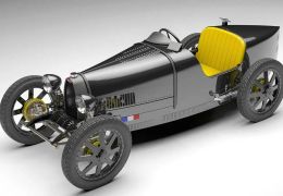 Bugatti de brinquedo conta com potência de moto e preço de carro grande