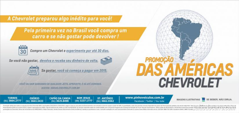 Não gostou? Chevrolet devolve dinheiro! Entenda.