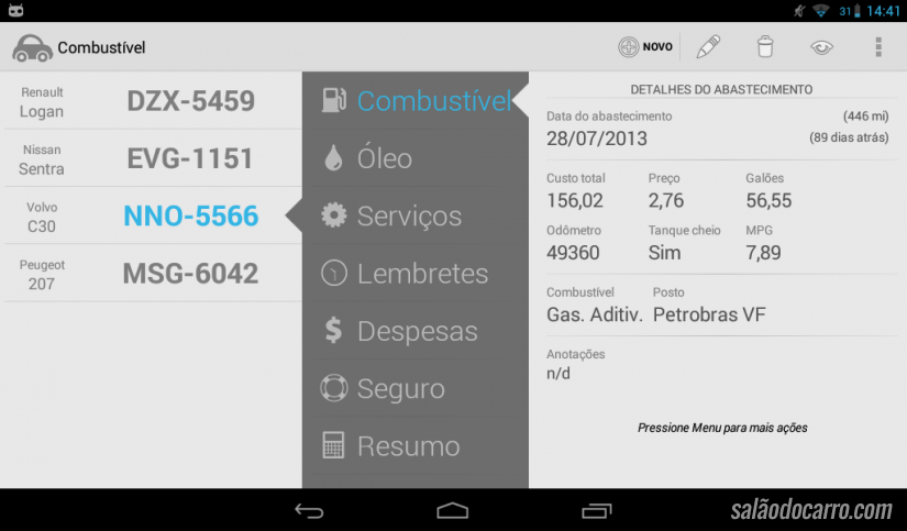 Qual o melhor app para registrar abastecimento e consumo?