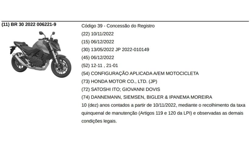 Honda registra nova geração do Hornet no Brasil