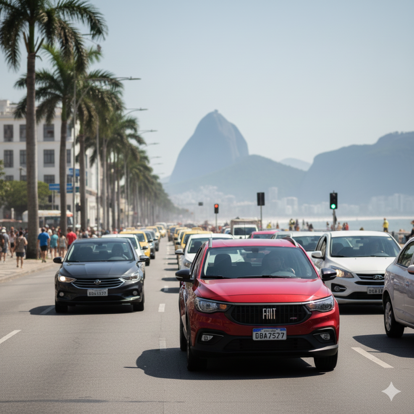 Trânsito na estrada / Créditos: Imagem gerada por I.A.