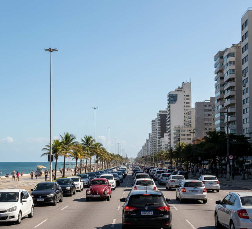 Trânsito na rodovia no CE / Créditos: Imagem gerada por I.A.