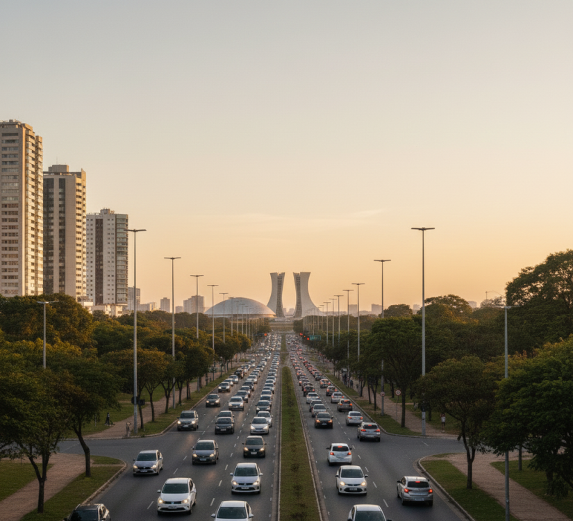 Trânsito na rodovia em GO / Créditos: Imagem gerada por I.A.