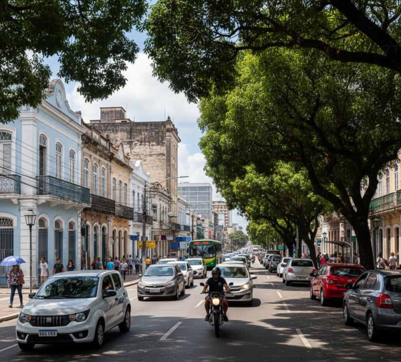 Trânsito na rua no AM / Créditos: Imagem gerada por I.A.