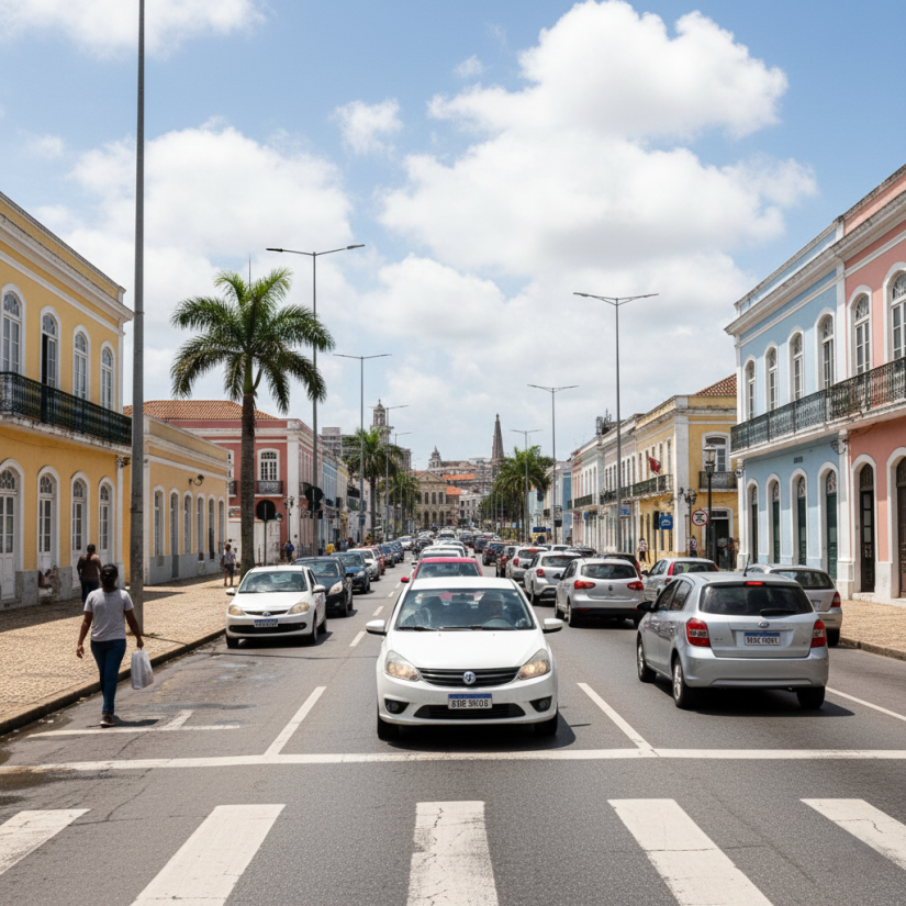 Trânsito na avenida no PE/ Créditos: Imagem gerada por I.A.