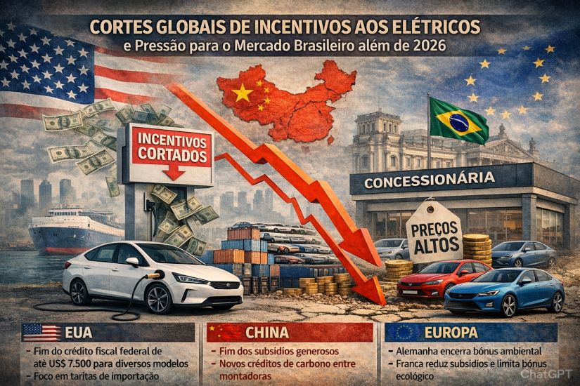 Queda nos incentivos ficais para carros eletrificados no mundo / Gerado por IA